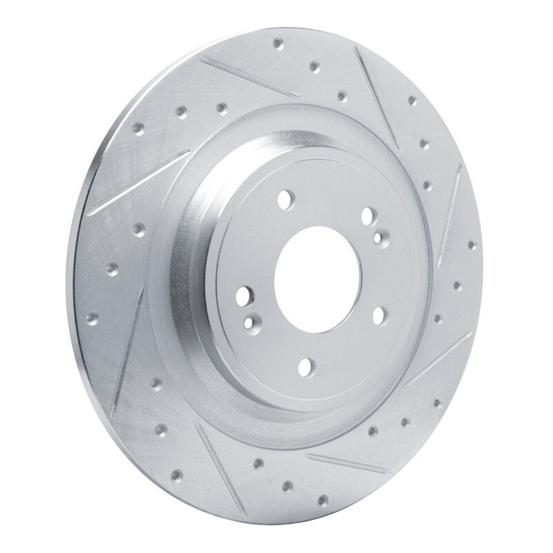 Hyundai Ioniq 5 Brake Rotor (1) - Rear Right - R1 Concepts - Drilled & Slotted - Silver - `22-`25